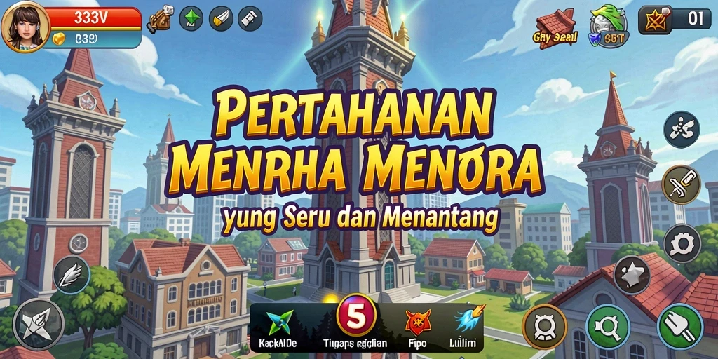 Tampilan gameplay menara yang menegangkan dalam 333V.