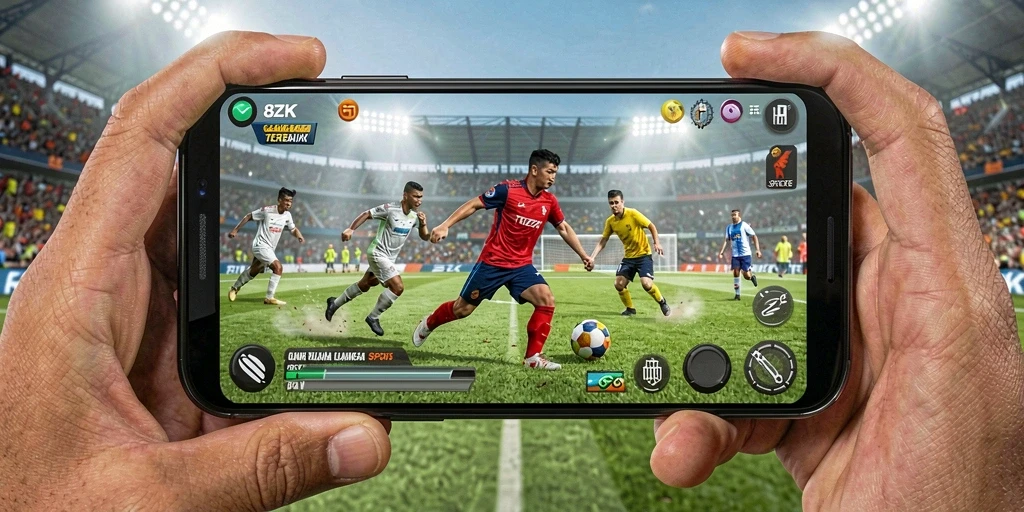 Tampilan gameplay menonjol dalam dunia olahraga yang seru dan kompetitif.