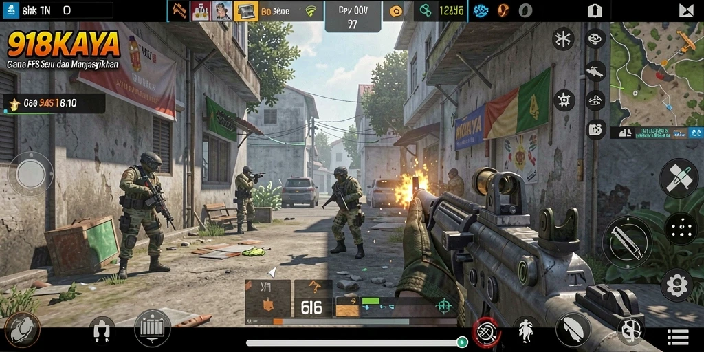 Tampilan gameplay seru di 918KAYA yang penuh aksi FPS.