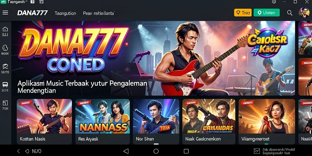 Screenshot DANA777 menampilkan interface pengguna yang menarik dan koleksi lagu yang beragam.