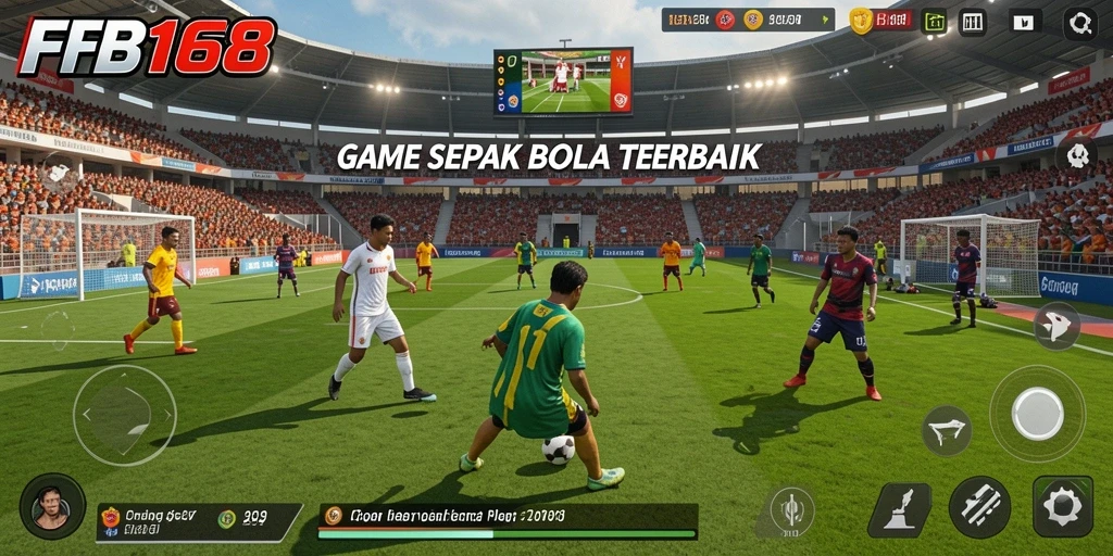 Tampilan gameplay <strong>FB168</strong> dengan aksi sepak bola seru dan mendebarkan.