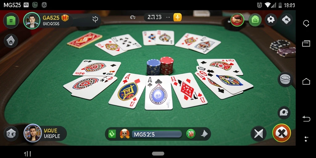 Antarmuka menarik dari gameplay Gaple di MG525.