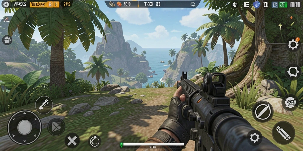 Screenshot VITA555 menampilkan aksi intens dalam gameplay TPS.