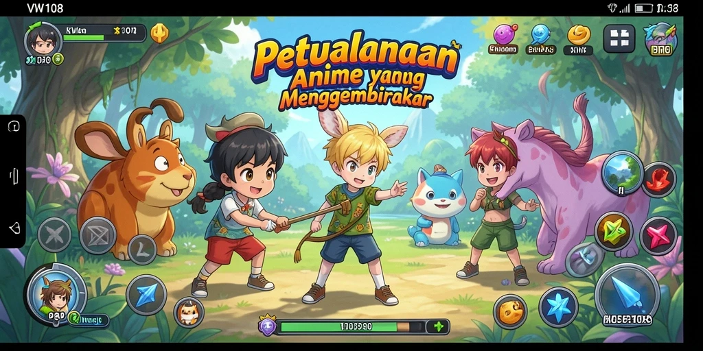 Screenshot VW108 menampilkan aksi pertarungan seru dengan karakter Anime.