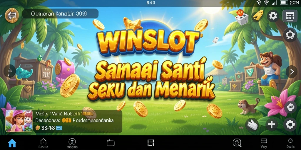 Screenshot yang menunjukkan keseruan gameplay WINSLOT dengan tema slot berwarna-warni.