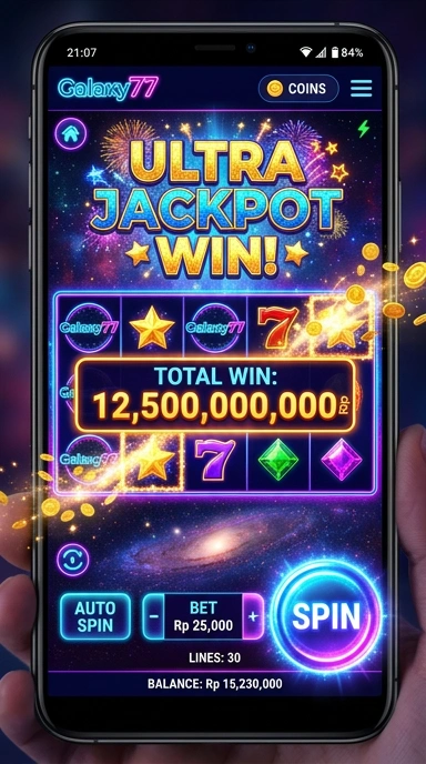 Tampilan antarmuka aplikasi galaxy77 yang menarik dan intuitif.